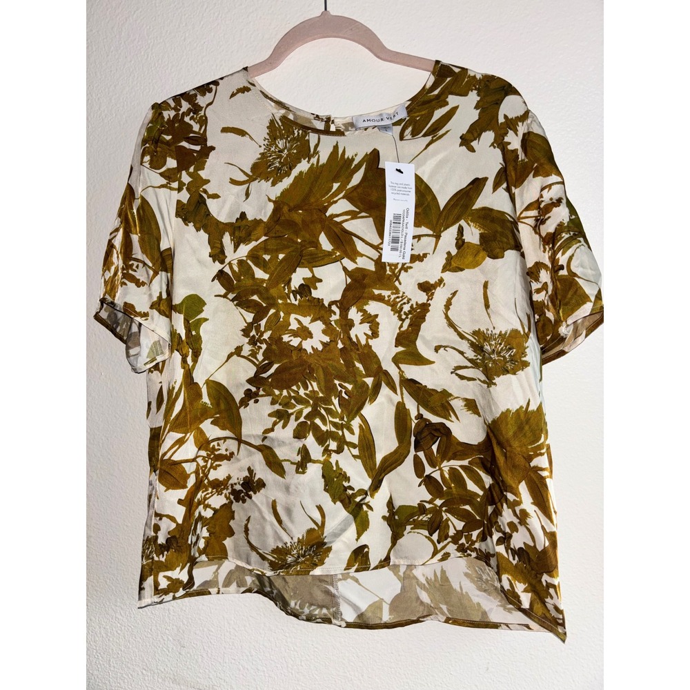 Amour vert floral mustard top women size L NWT - Picture 3 of 6